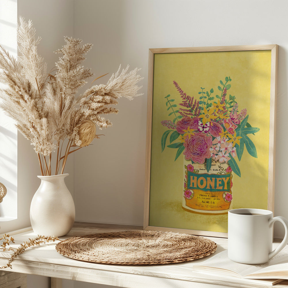 Flowers In a vintage Honey Can - plakatstore