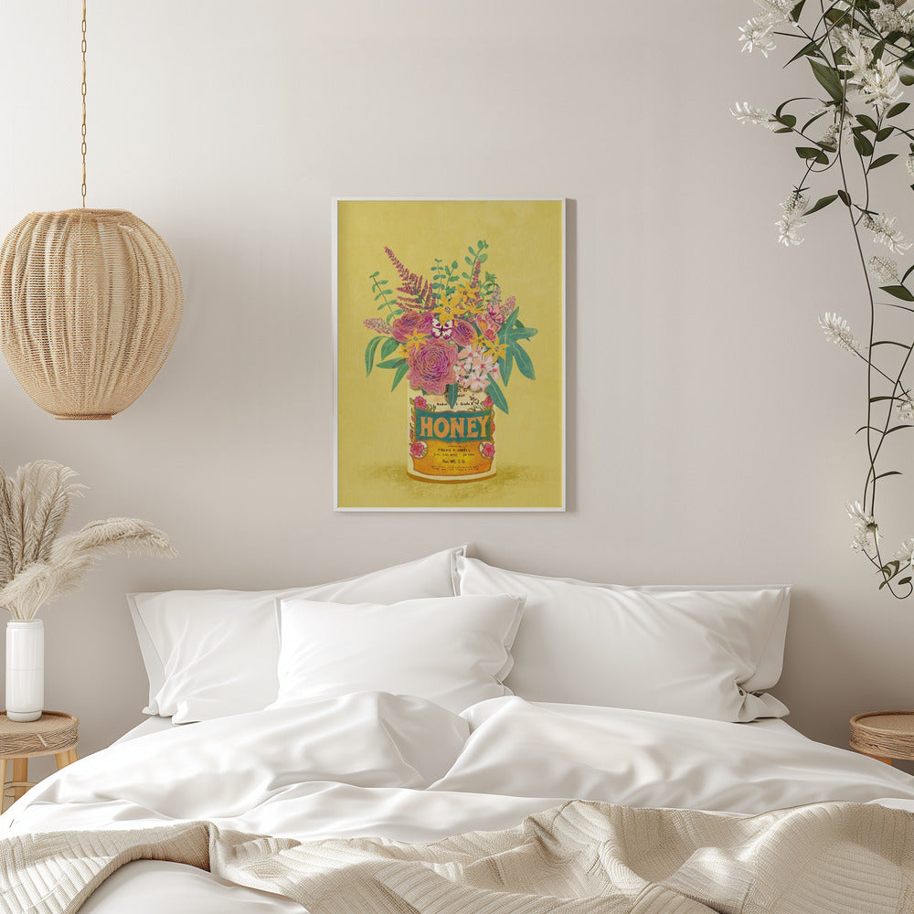 Flowers In a vintage Honey Can - plakatstore