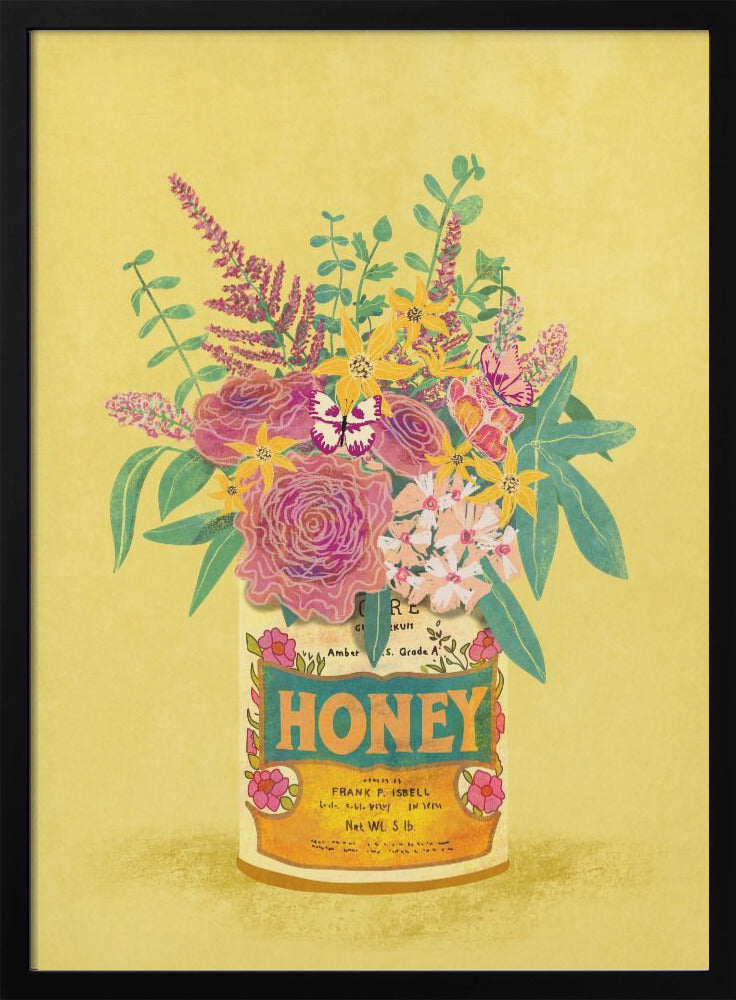 Flowers In a vintage Honey Can - plakatstore