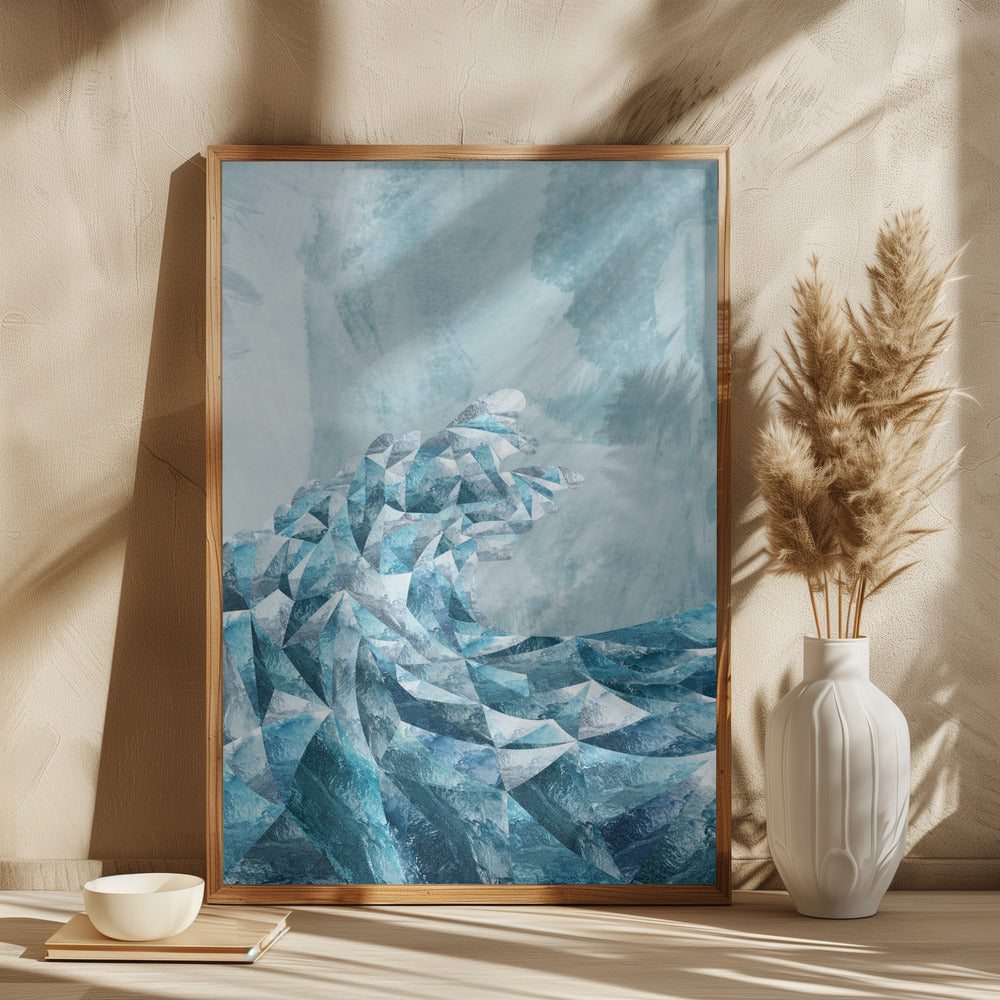 Geometric Metallic Silver Wave - plakatstore