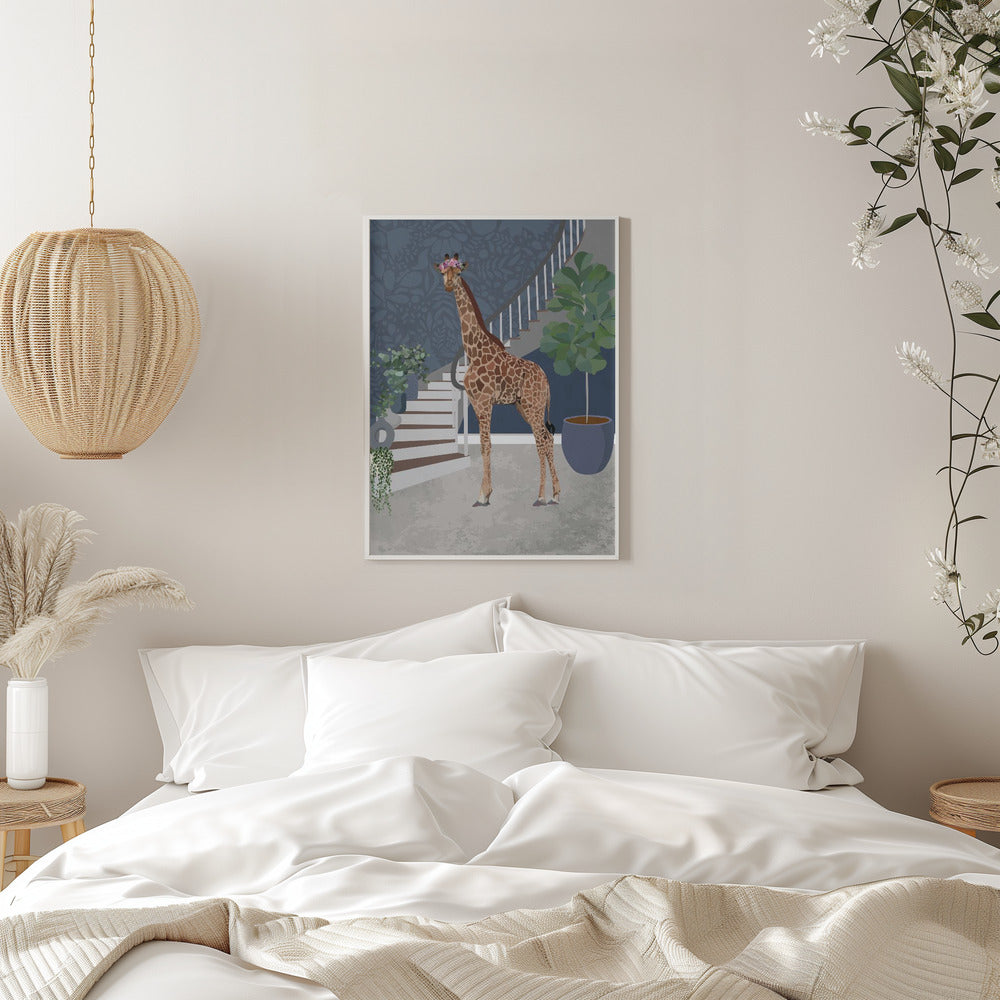 Giraffe by the stairs - plakatstore