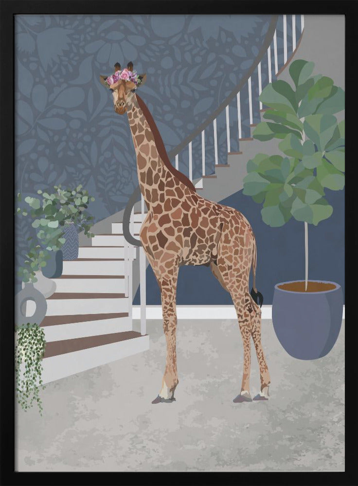 Giraffe by the stairs - plakatstore