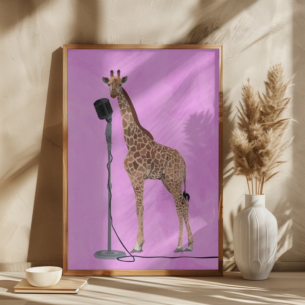 Giraffe Microphone Pink 01 - plakatstore