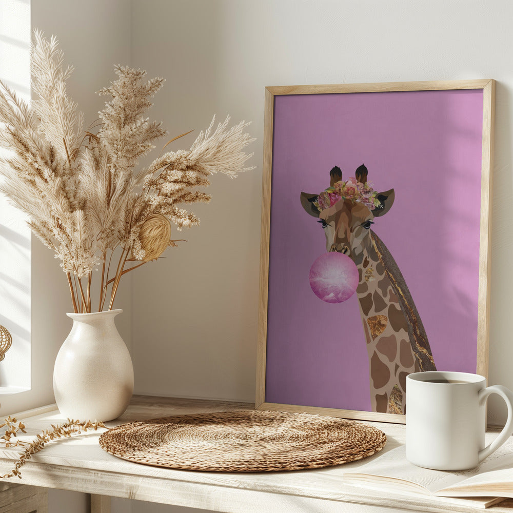 Giraffe pink bubblegum - plakatstore