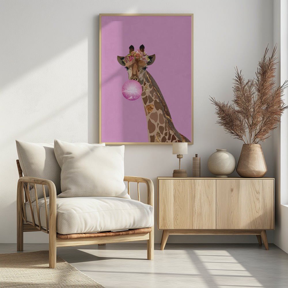 Giraffe pink bubblegum - plakatstore