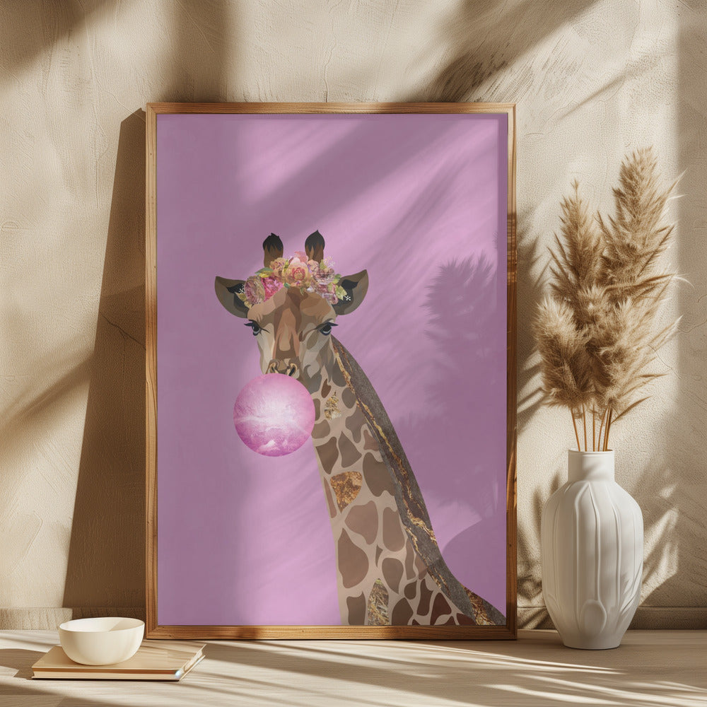 Giraffe pink bubblegum - plakatstore