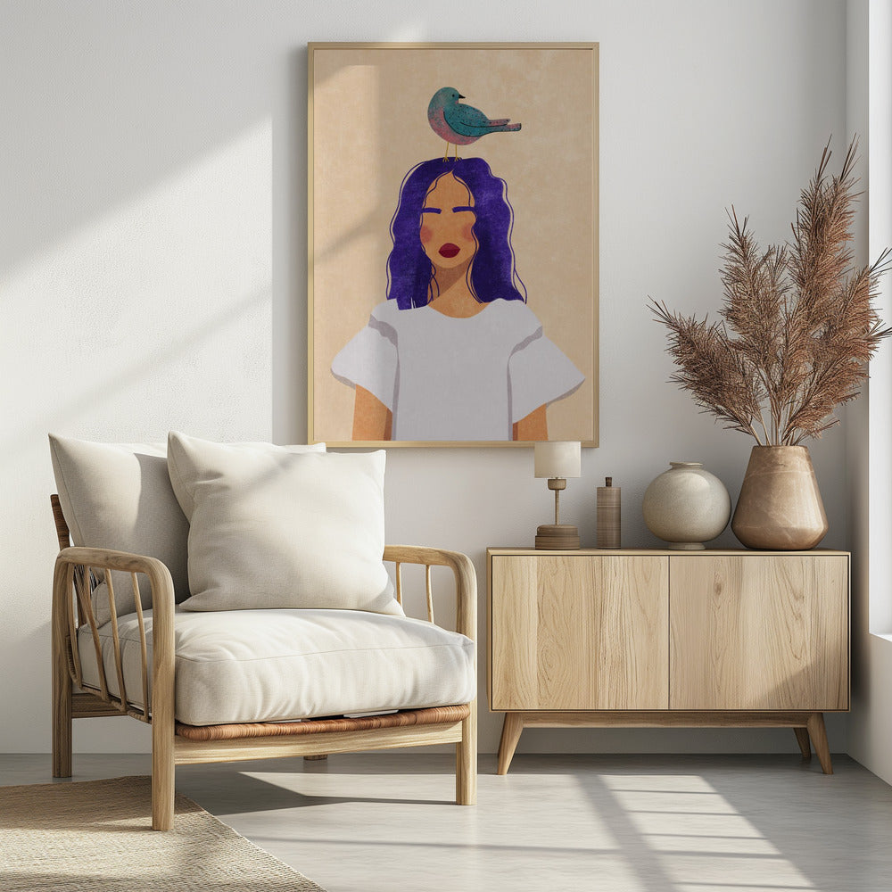 Girl with bird - plakatstore