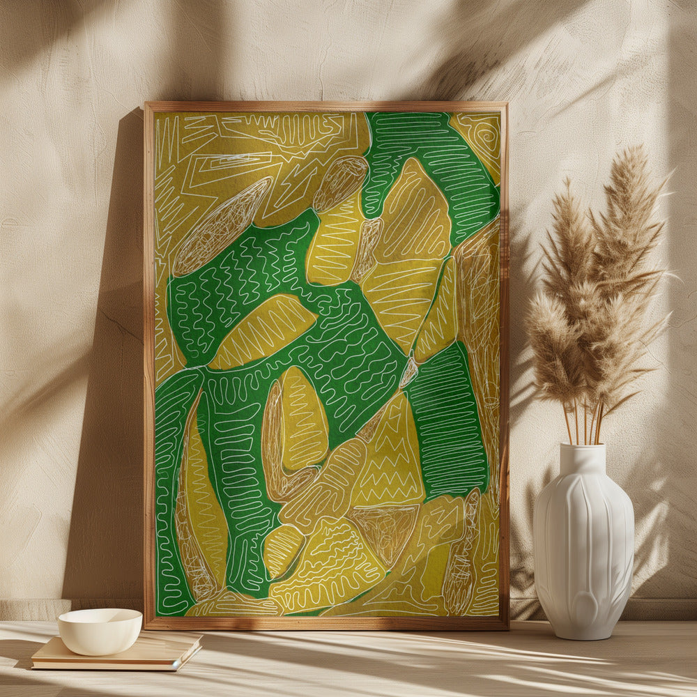 Gold and green abstract - plakatstore