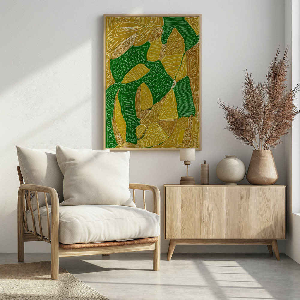 Gold and green abstract - plakatstore