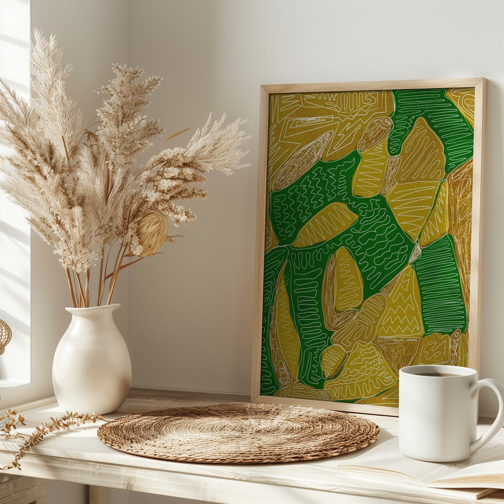 Gold and green abstract - plakatstore