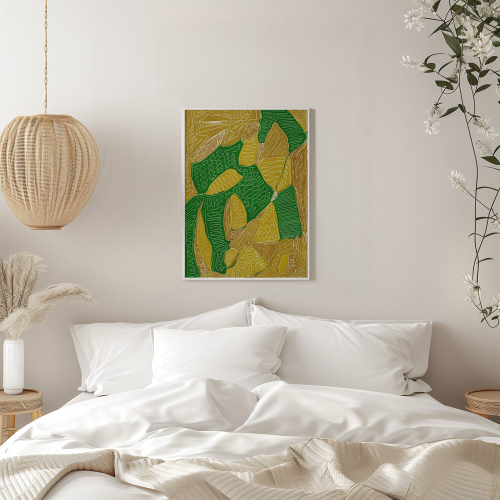 Gold and green abstract - plakatstore