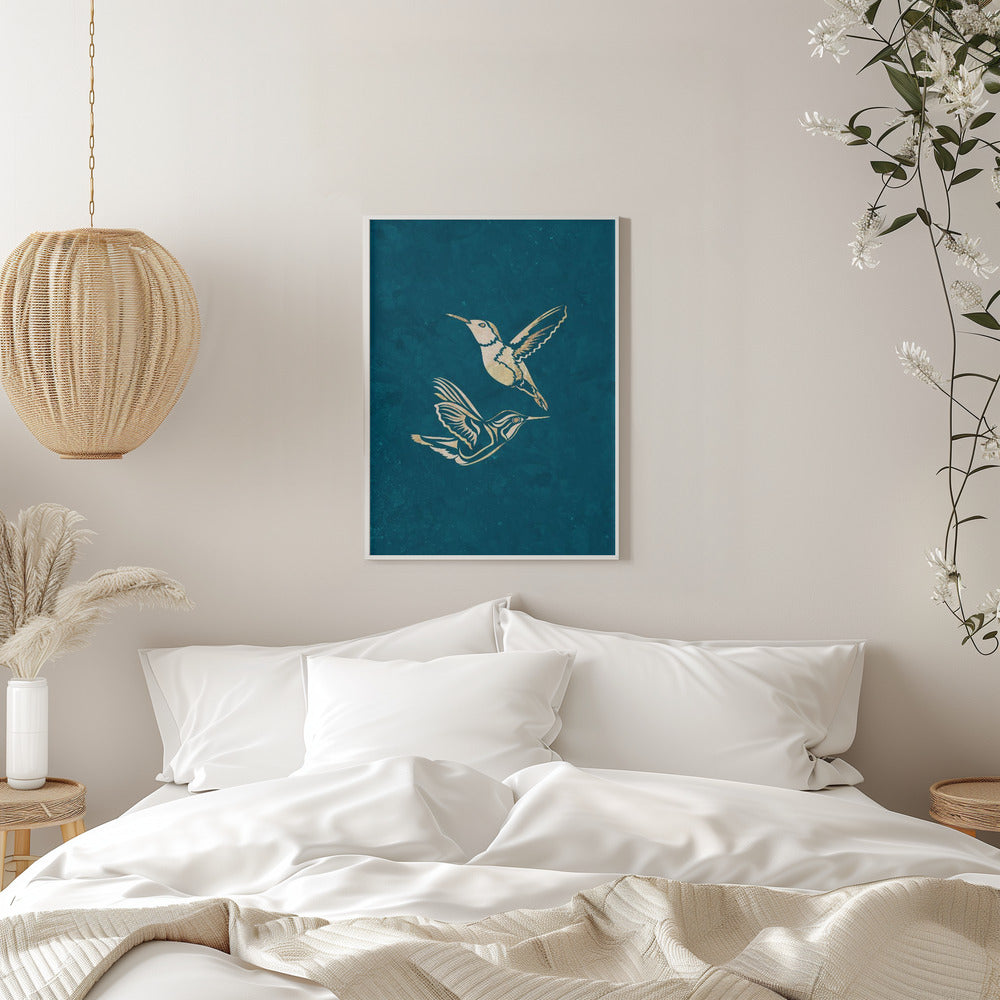 Gold Hummingbird Line art Silhouettes 1 - plakatstore