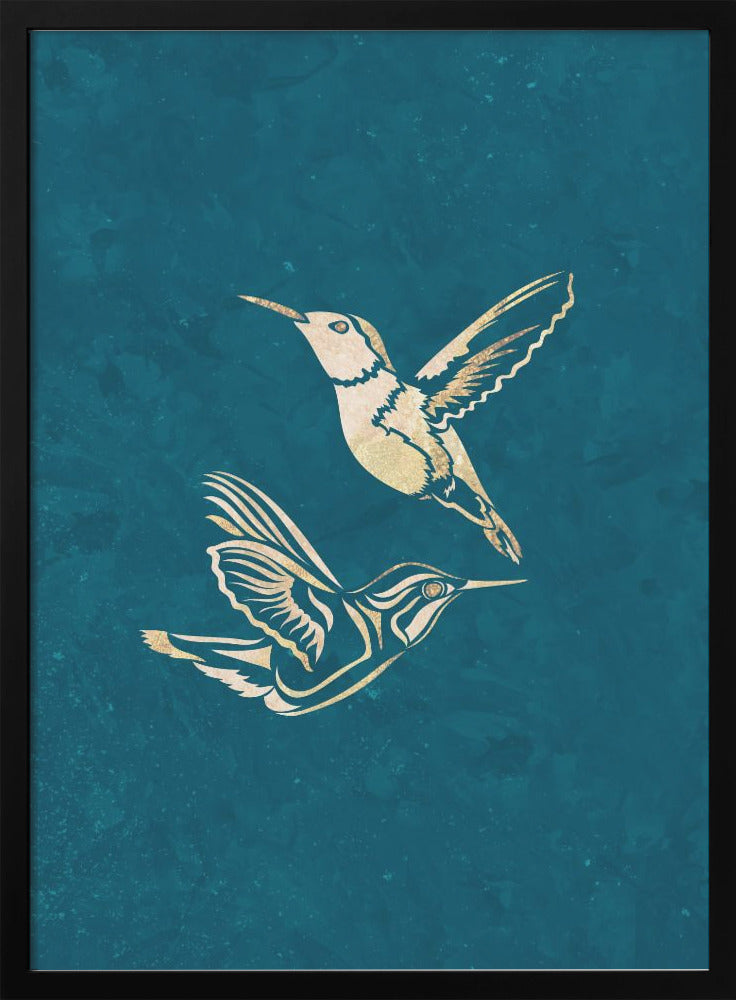 Gold Hummingbird Line art Silhouettes 1 - plakatstore