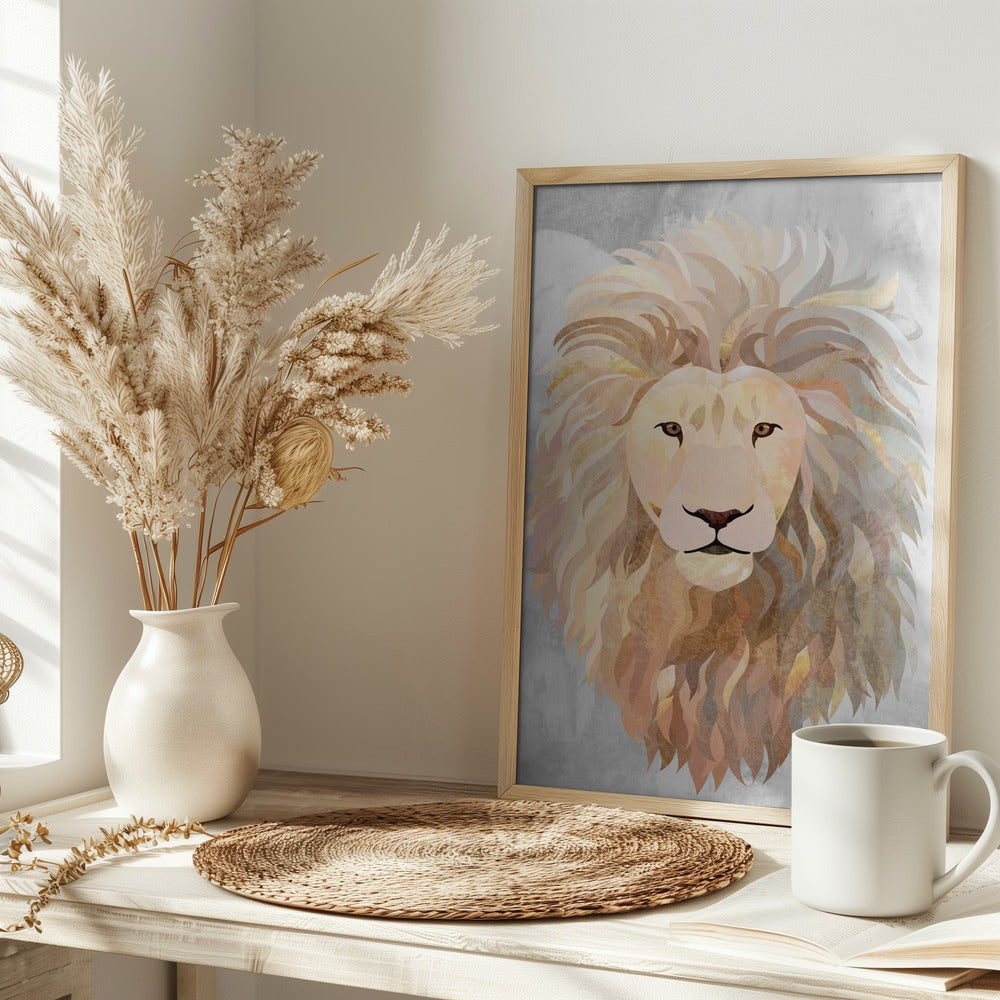 Golden lion portrait - plakatstore