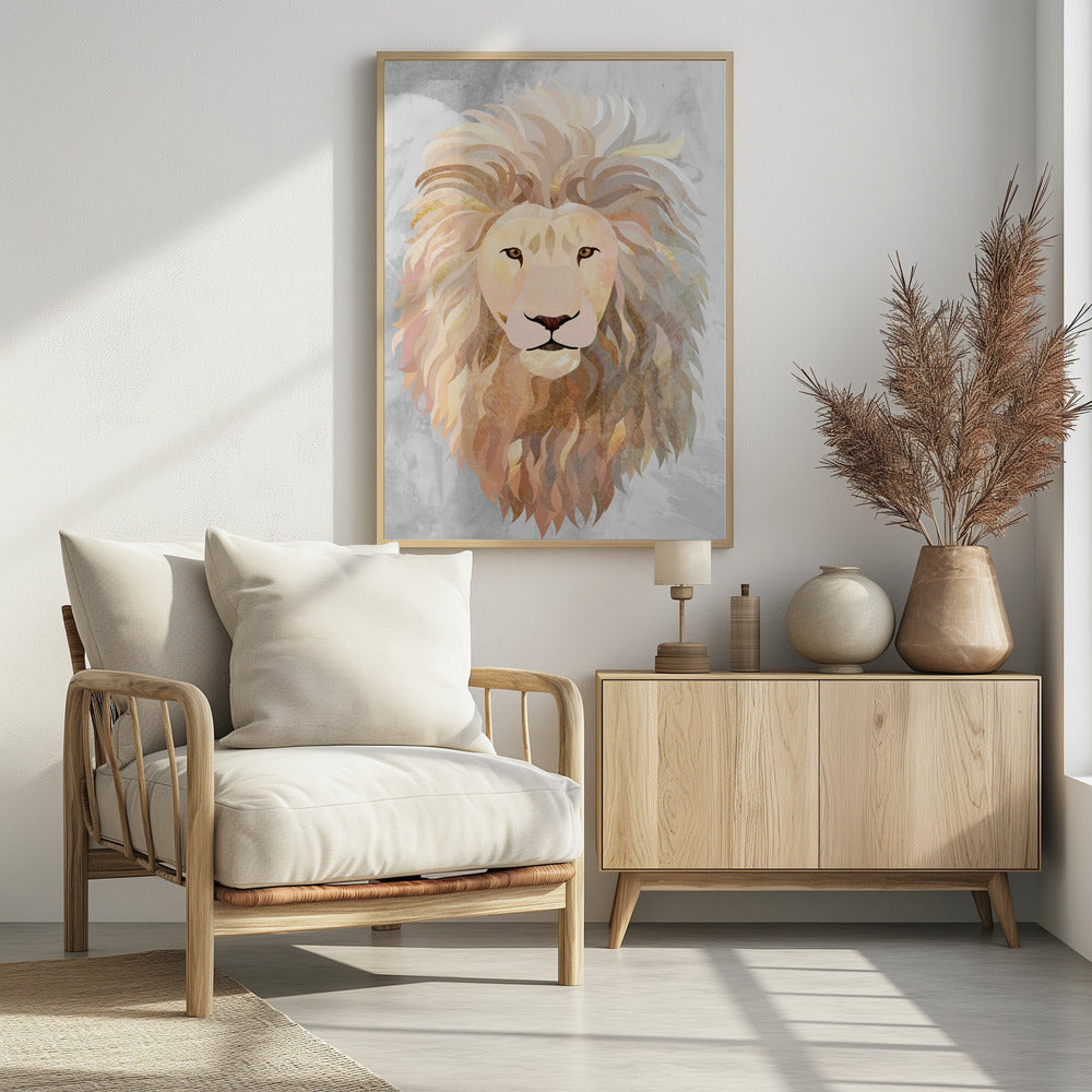 Golden lion portrait - plakatstore