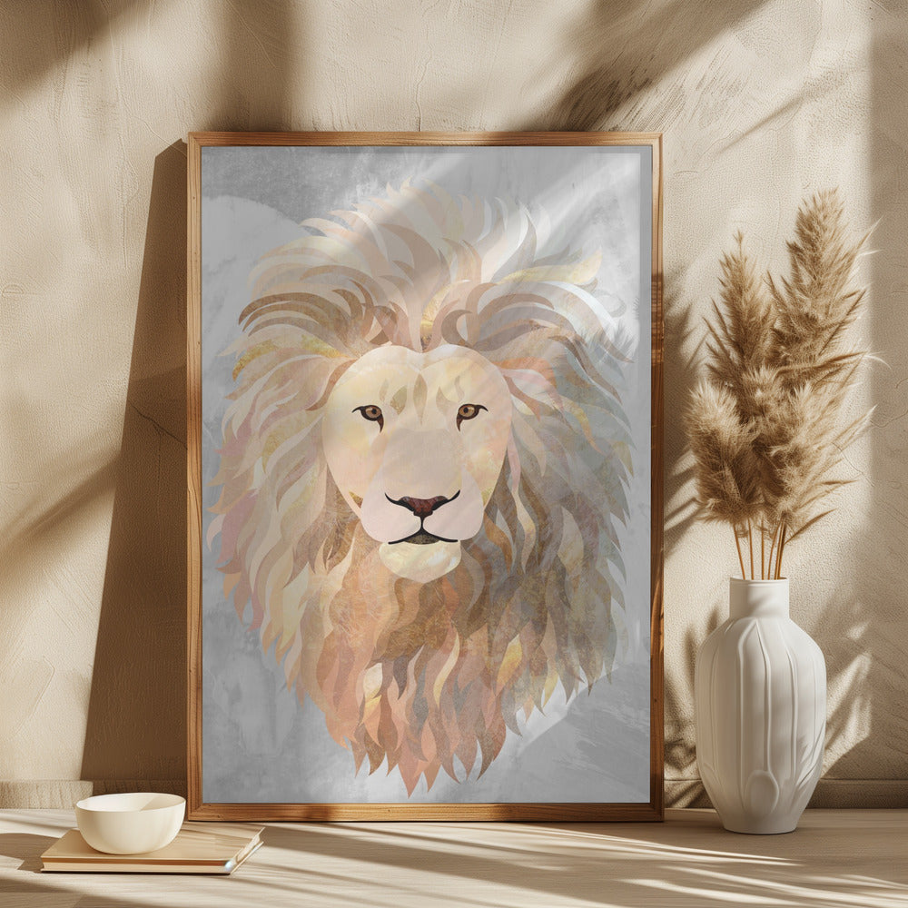 Golden lion portrait - plakatstore