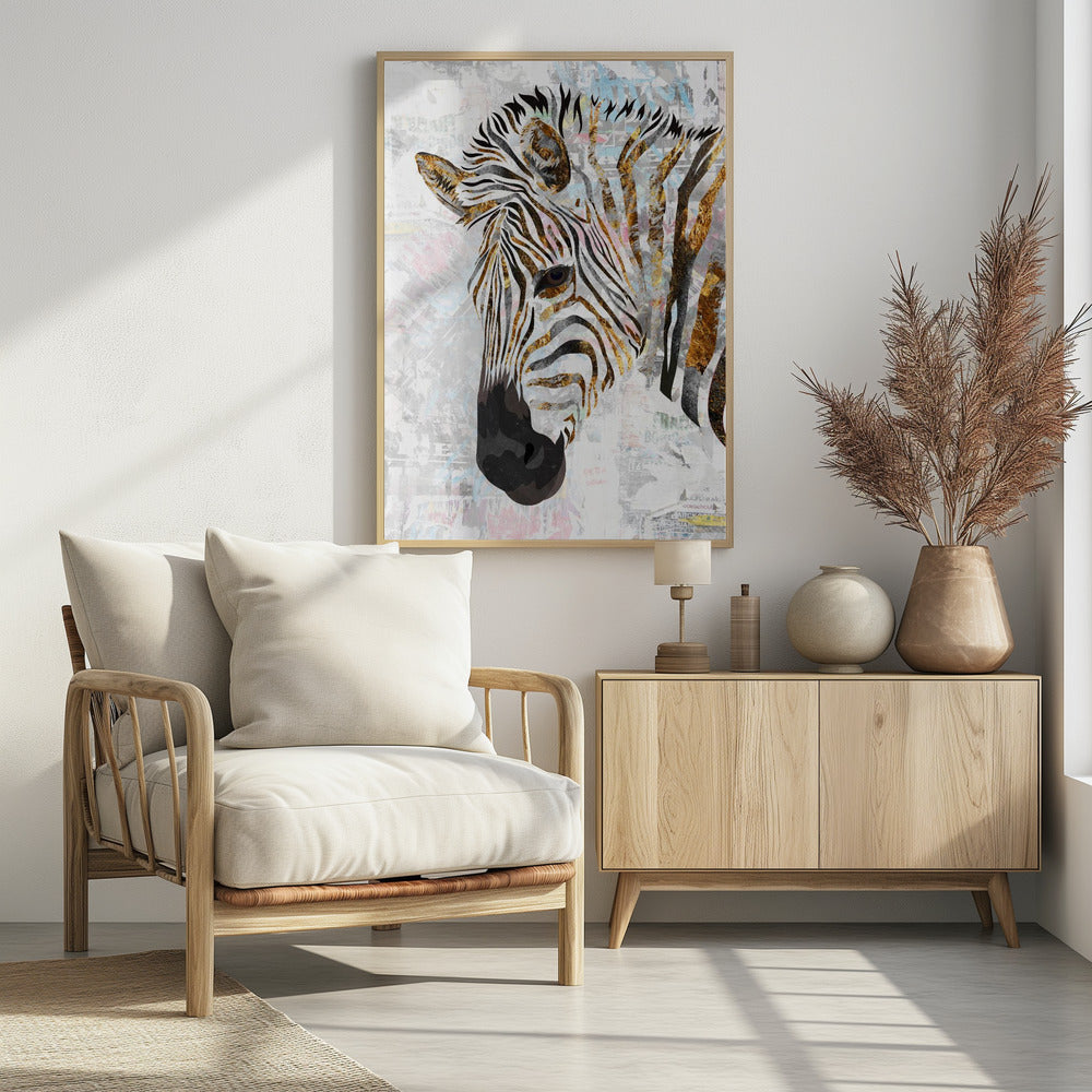 Grunge gold zebra - plakatstore