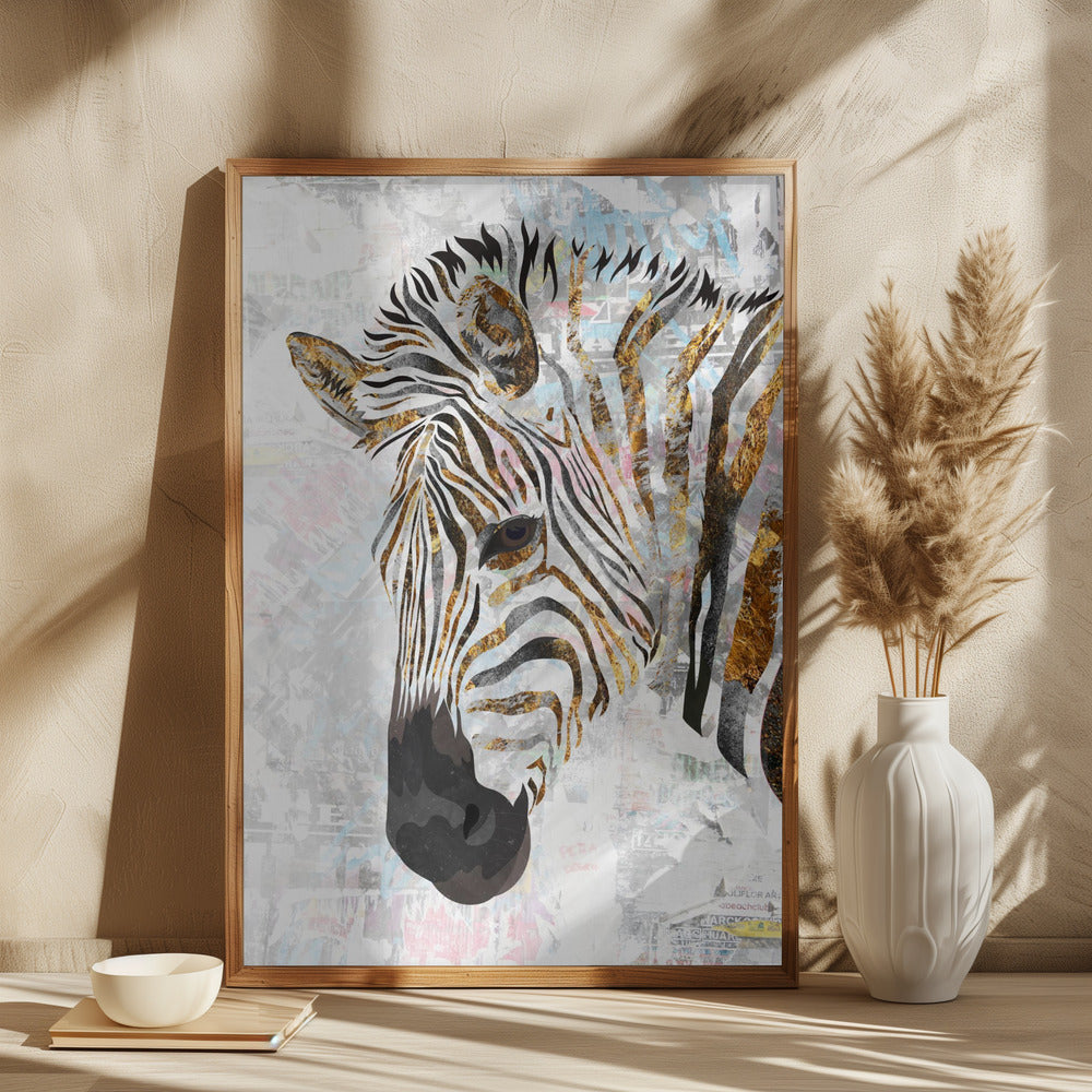 Grunge gold zebra - plakatstore