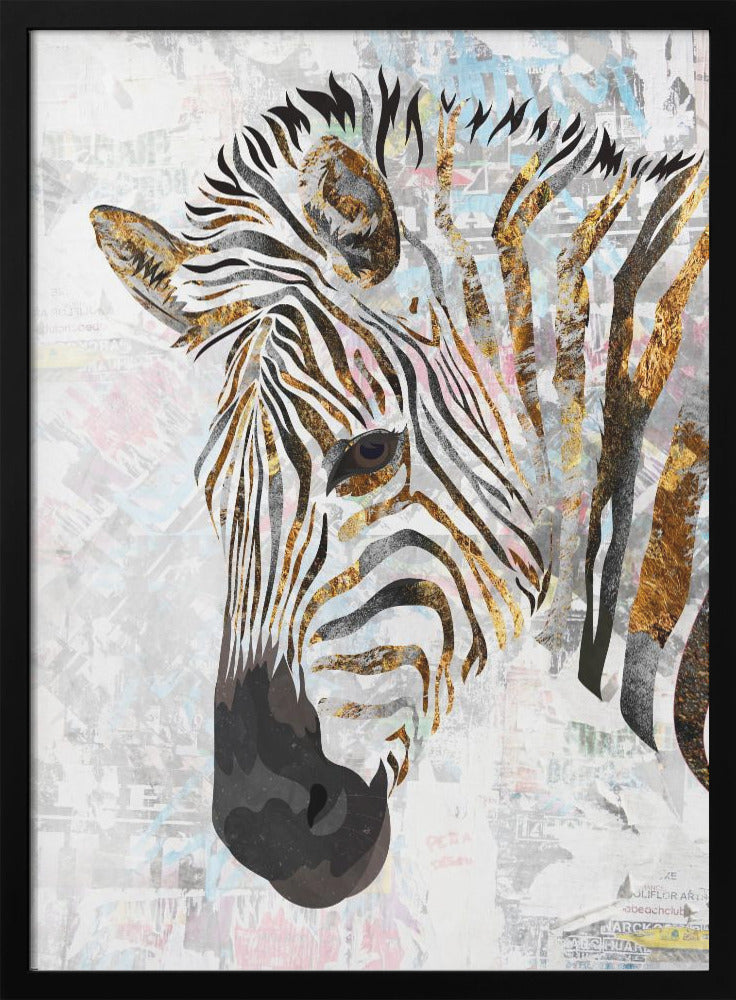 Grunge gold zebra - plakatstore