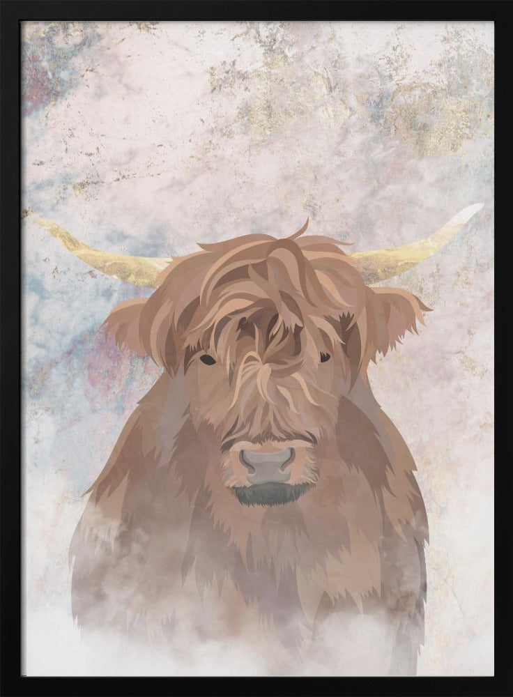 Highlands Cow Gold and Marble - plakatstore