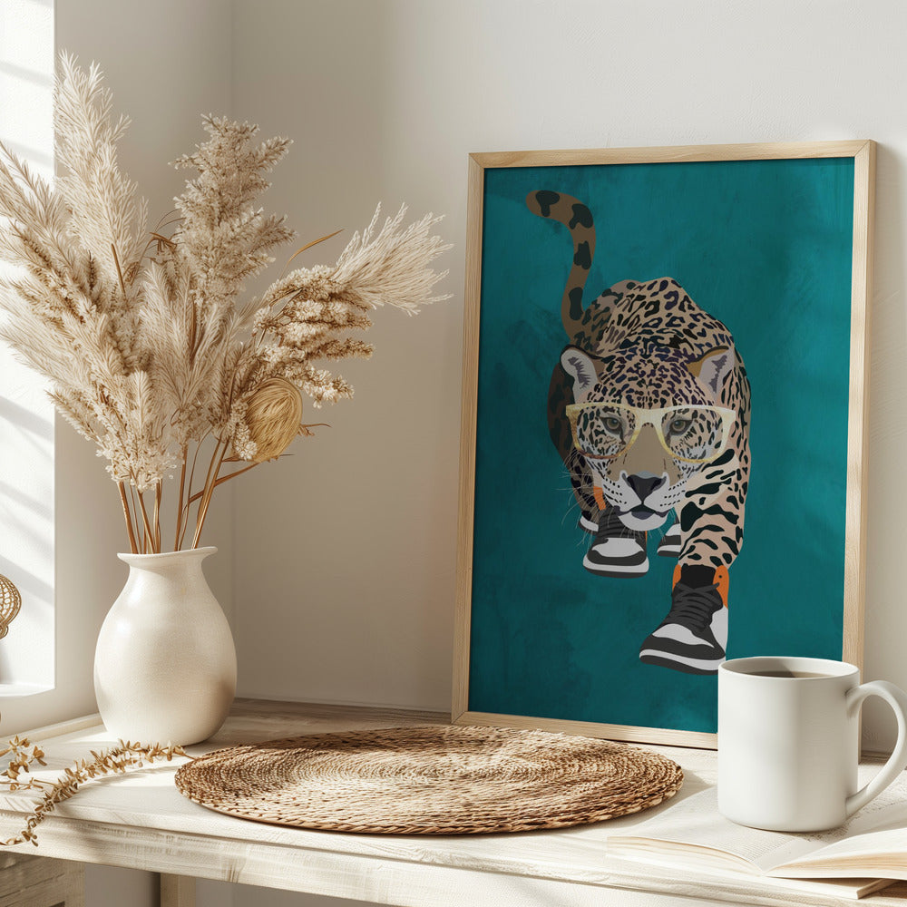 Jaguar prowling in high top sneakers - plakatstore