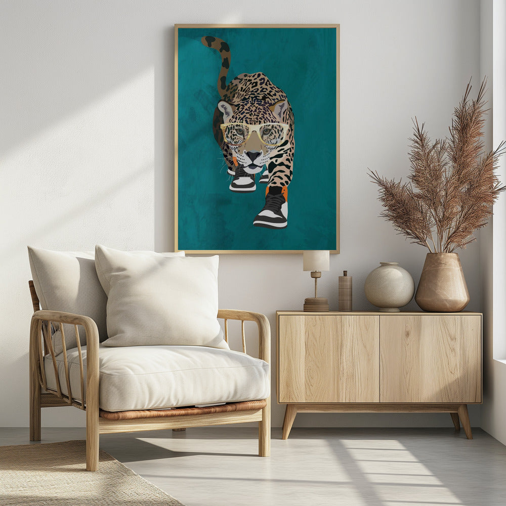 Jaguar prowling in high top sneakers - plakatstore