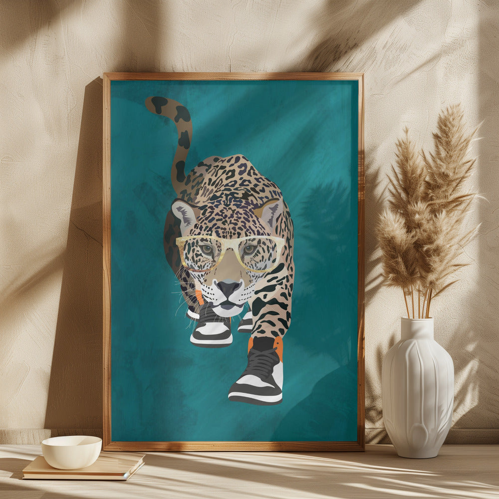 Jaguar prowling in high top sneakers - plakatstore