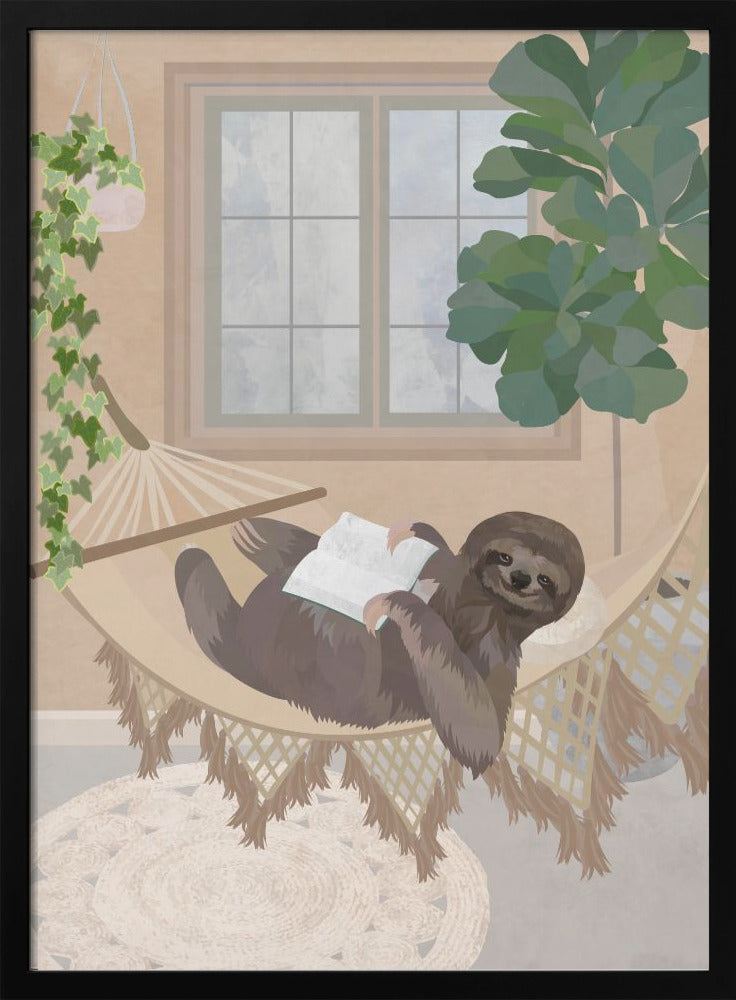 Lazy sloth in hammock - plakatstore