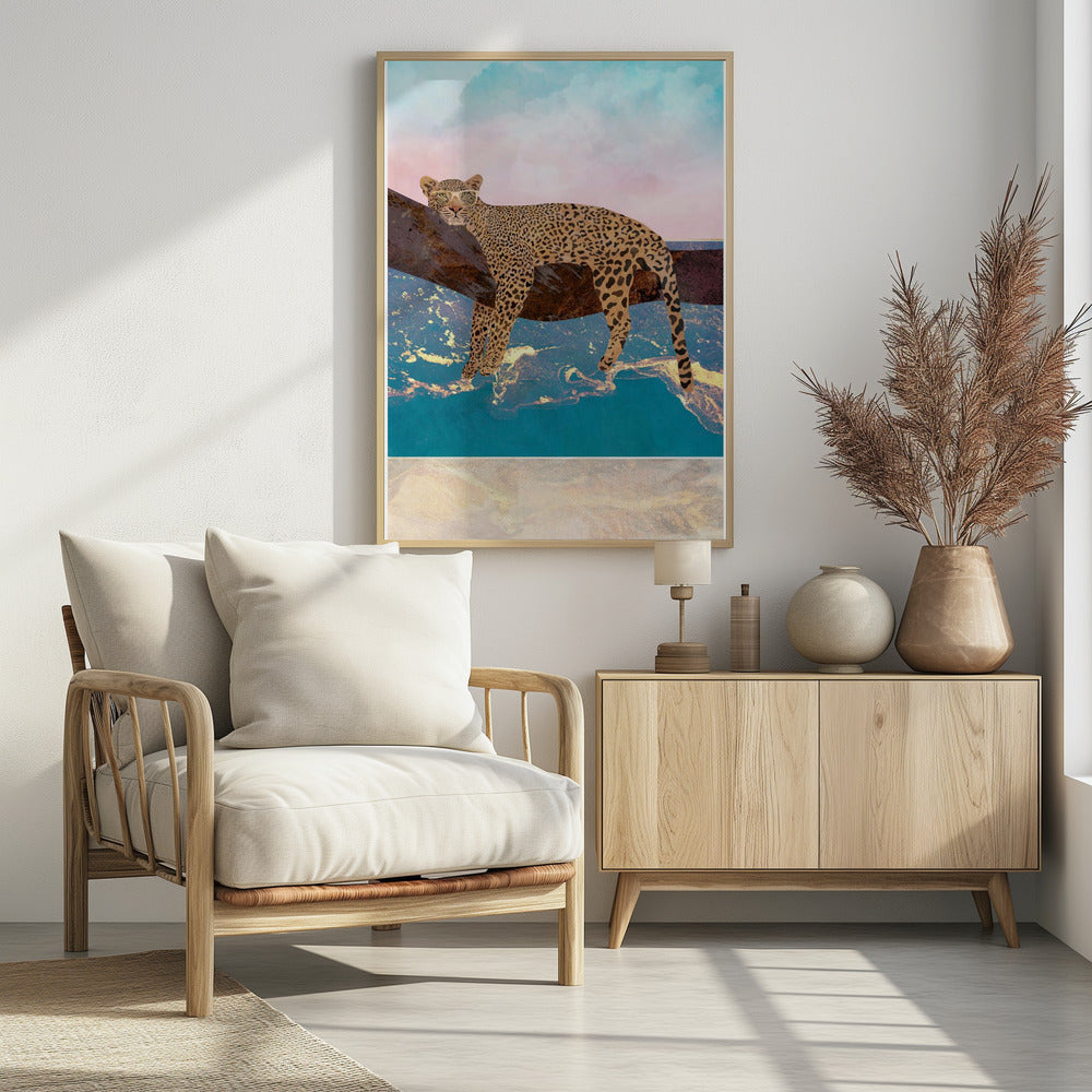 Leopard Lying On Beach - plakatstore