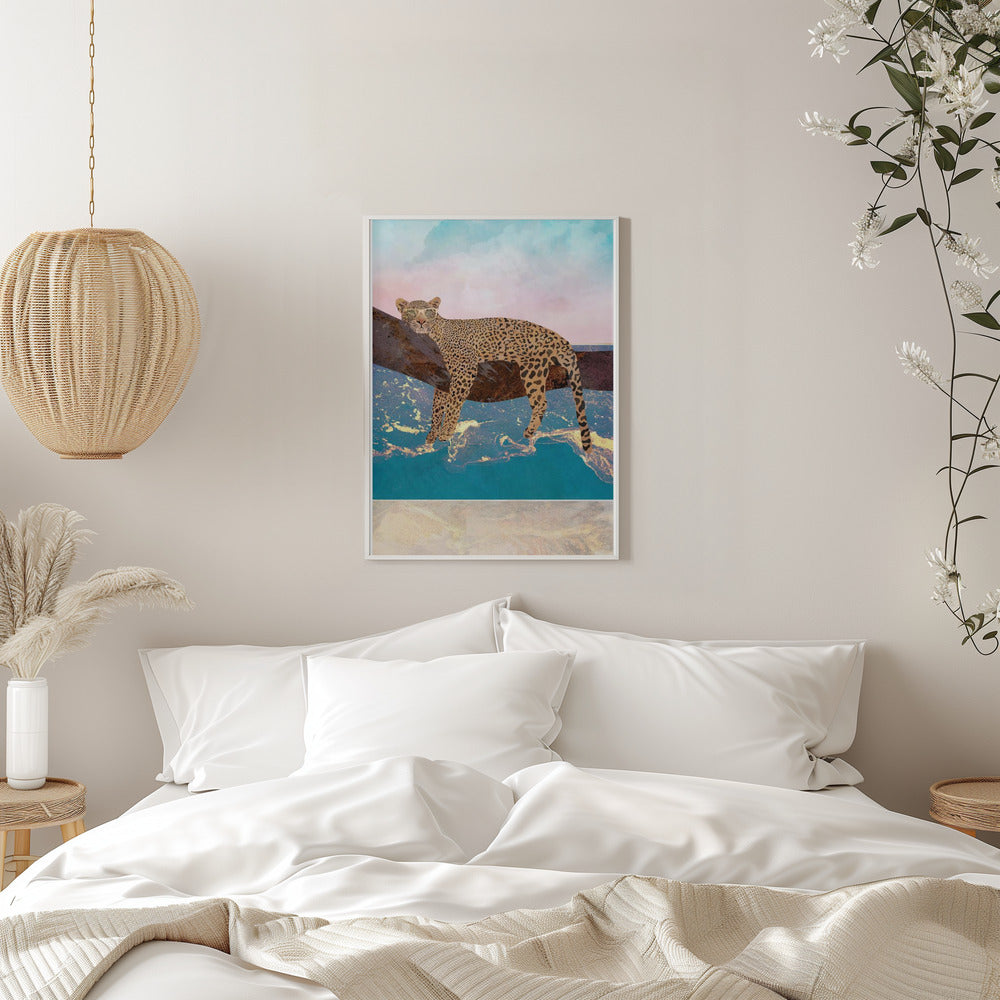 Leopard Lying On Beach - plakatstore