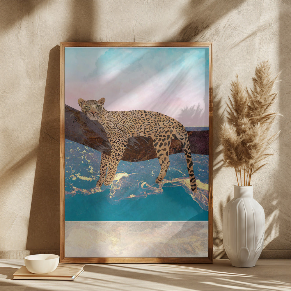 Leopard Lying On Beach - plakatstore