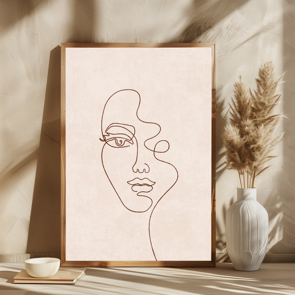 Line Art Half Face - plakatstore