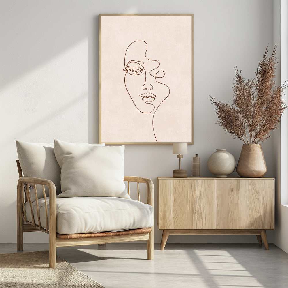 Line Art Half Face - plakatstore