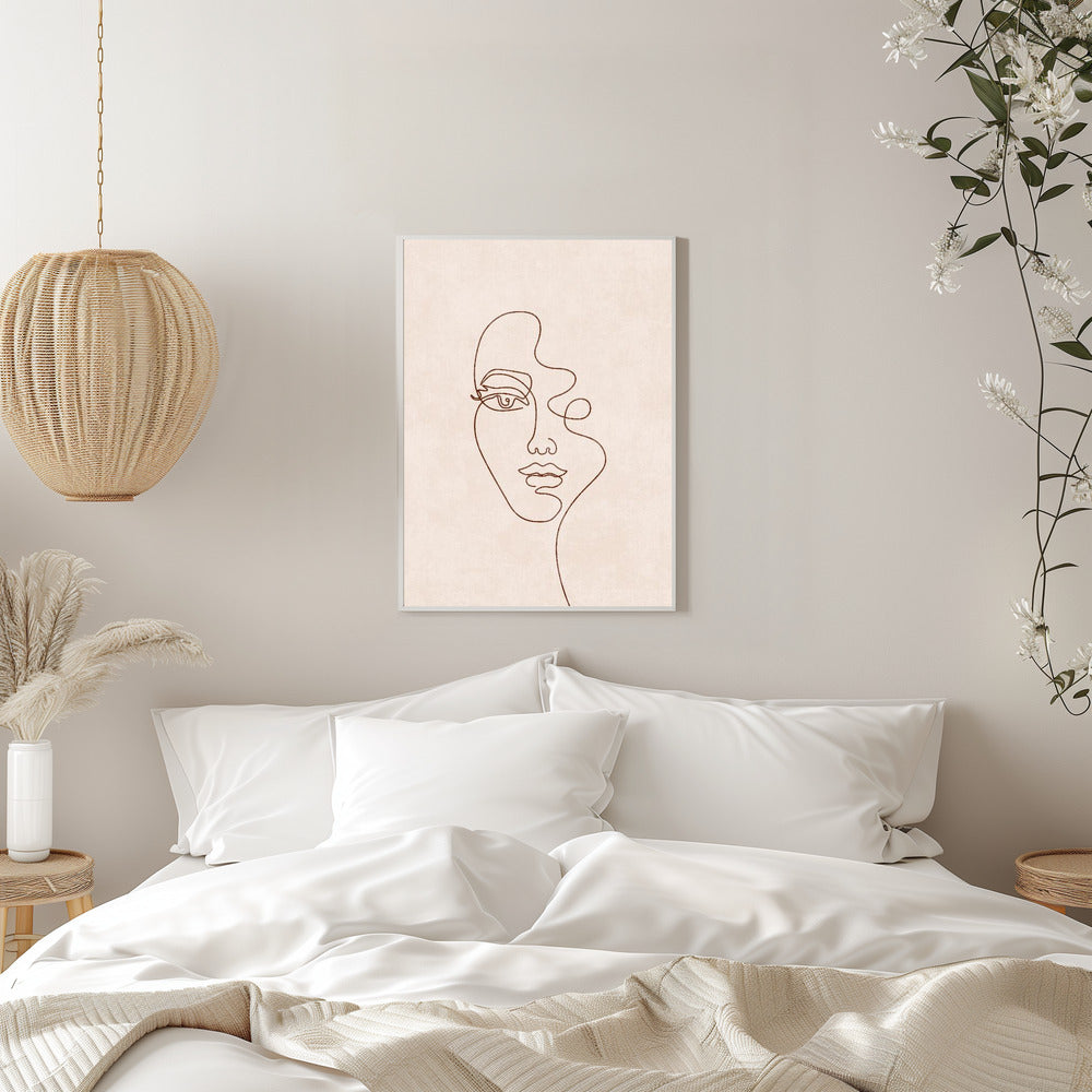 Line Art Half Face - plakatstore