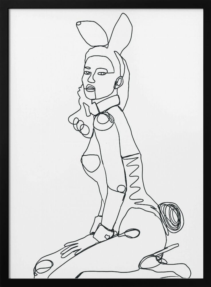 Line Drawing of Bunny Lady - plakatstore