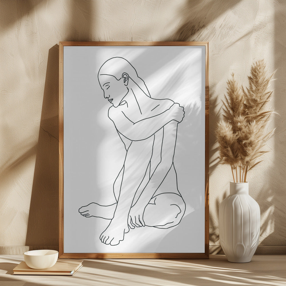 Line Drawing Woman Pose - plakatstore