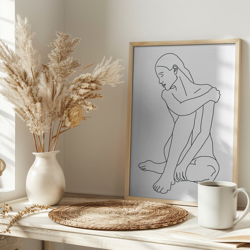 Line Drawing Woman Pose - plakatstore