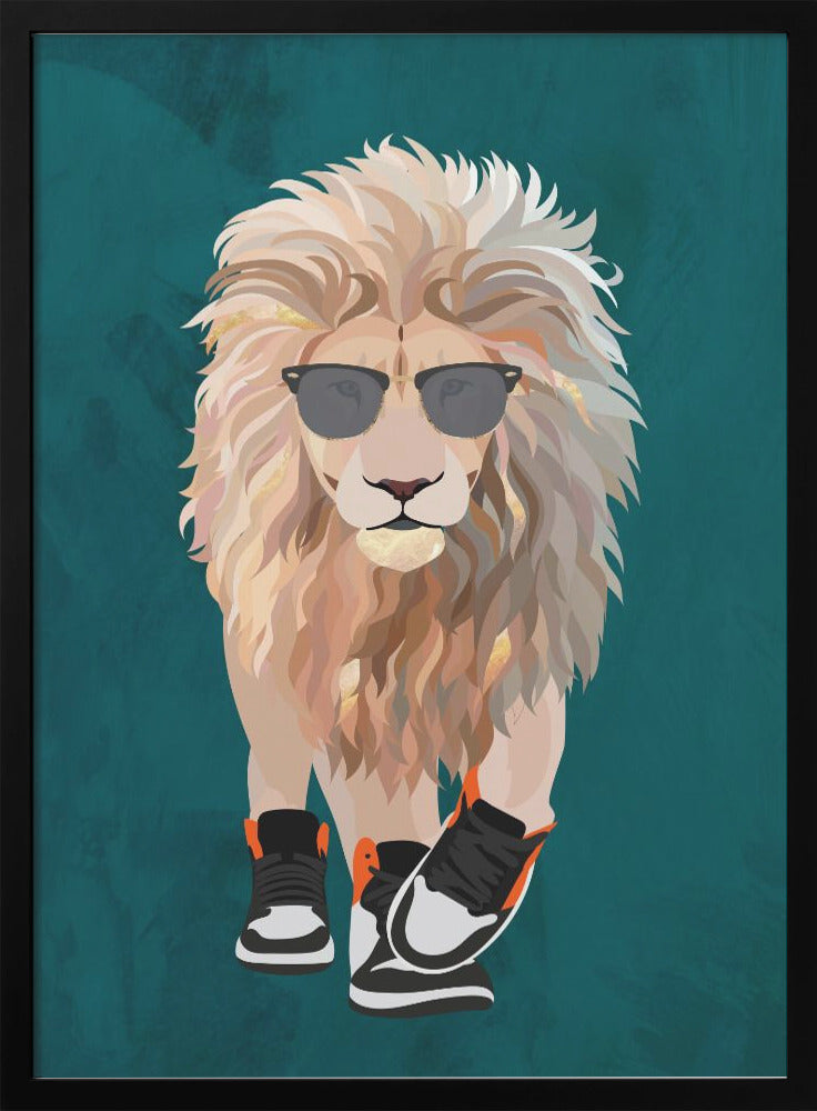 Lion prowling in high top sneakers - plakatstore