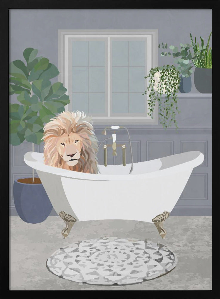 Lion takes a bath - plakatstore