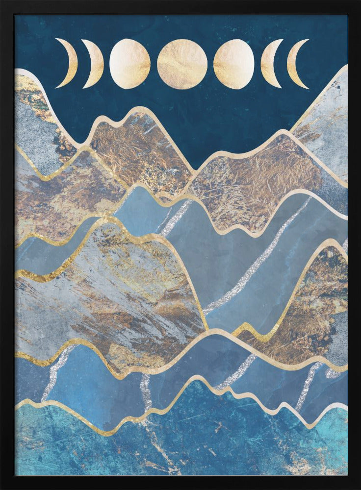 Metallic Moon Phase and Mountains - plakatstore