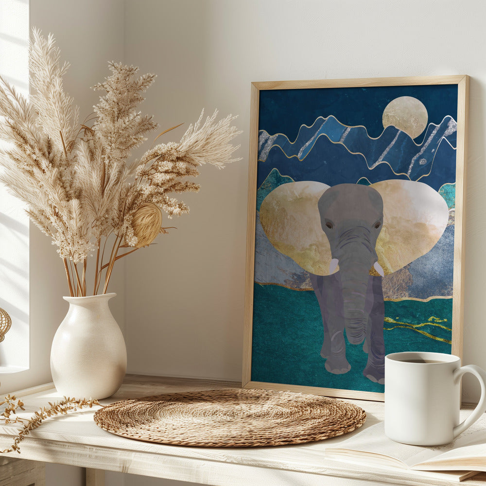 Moonlight golden elephant - plakatstore