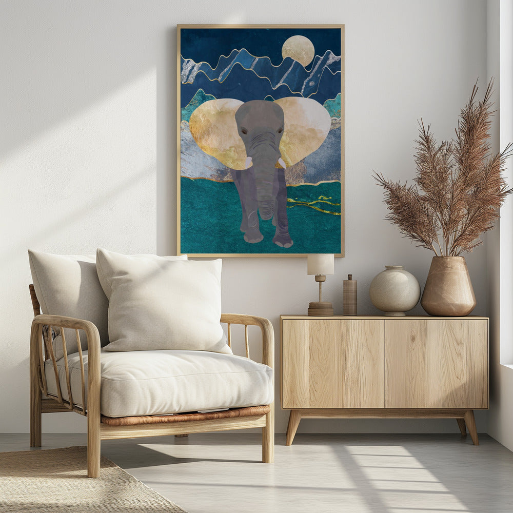 Moonlight golden elephant - plakatstore