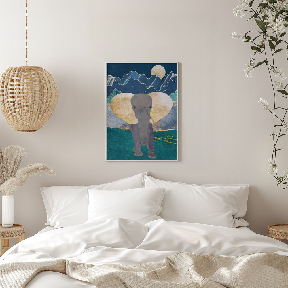 Moonlight golden elephant - plakatstore