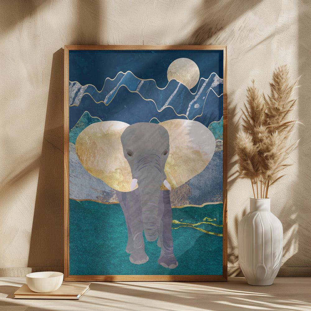 Moonlight golden elephant - plakatstore