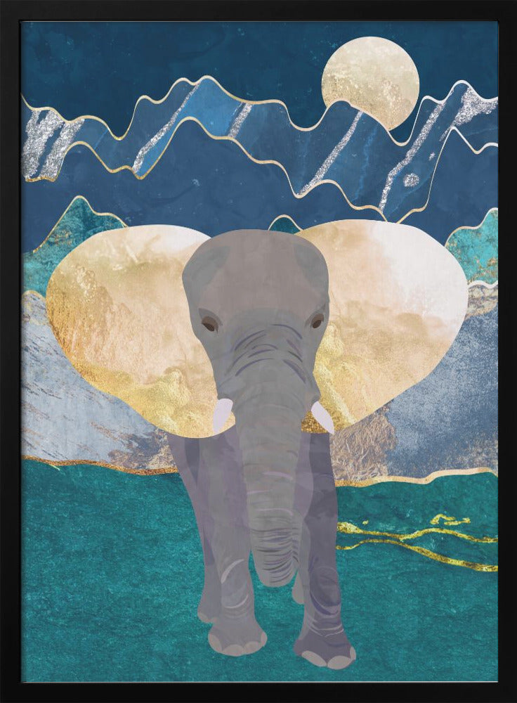 Moonlight golden elephant - plakatstore