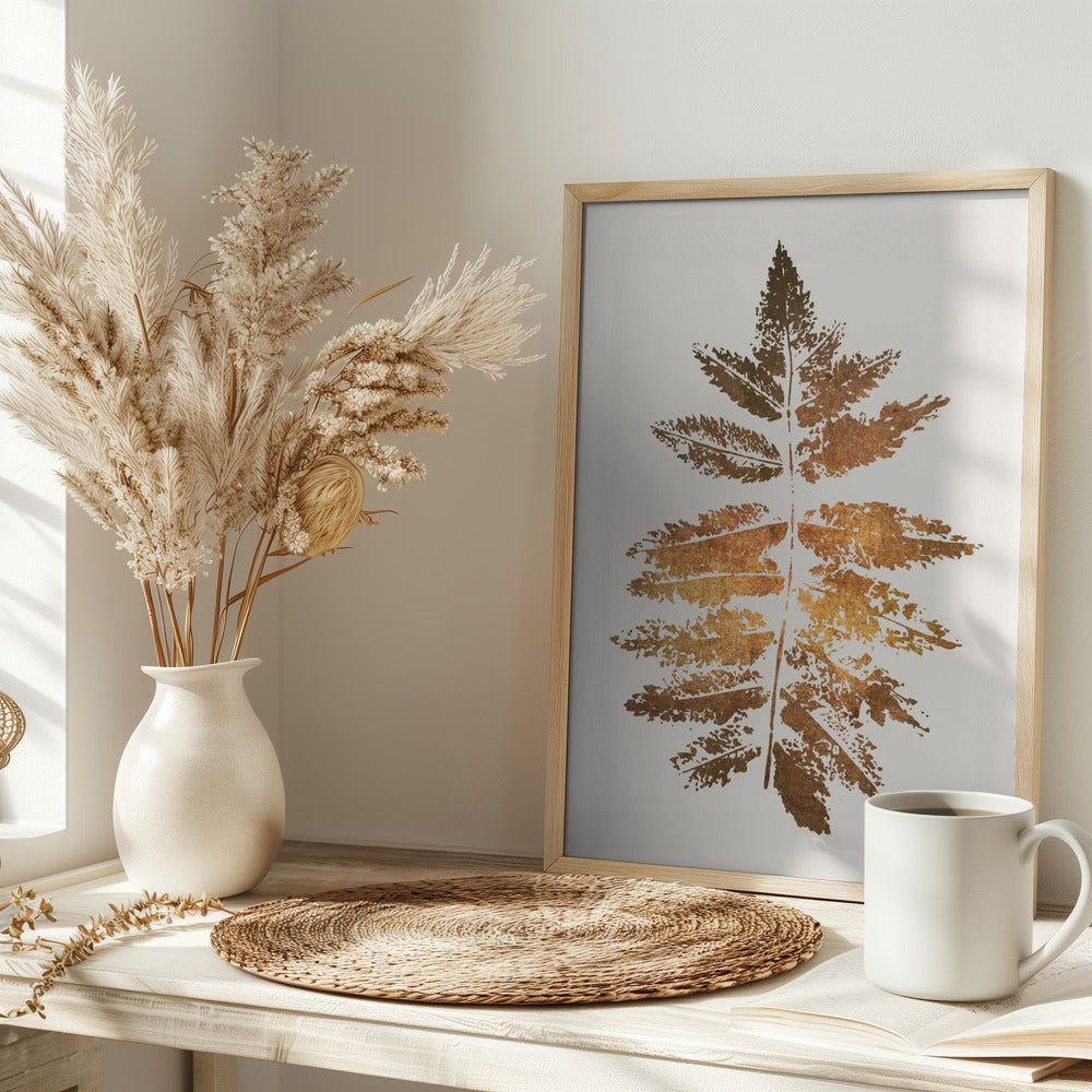 Oak Leaf Print (gold) - plakatstore