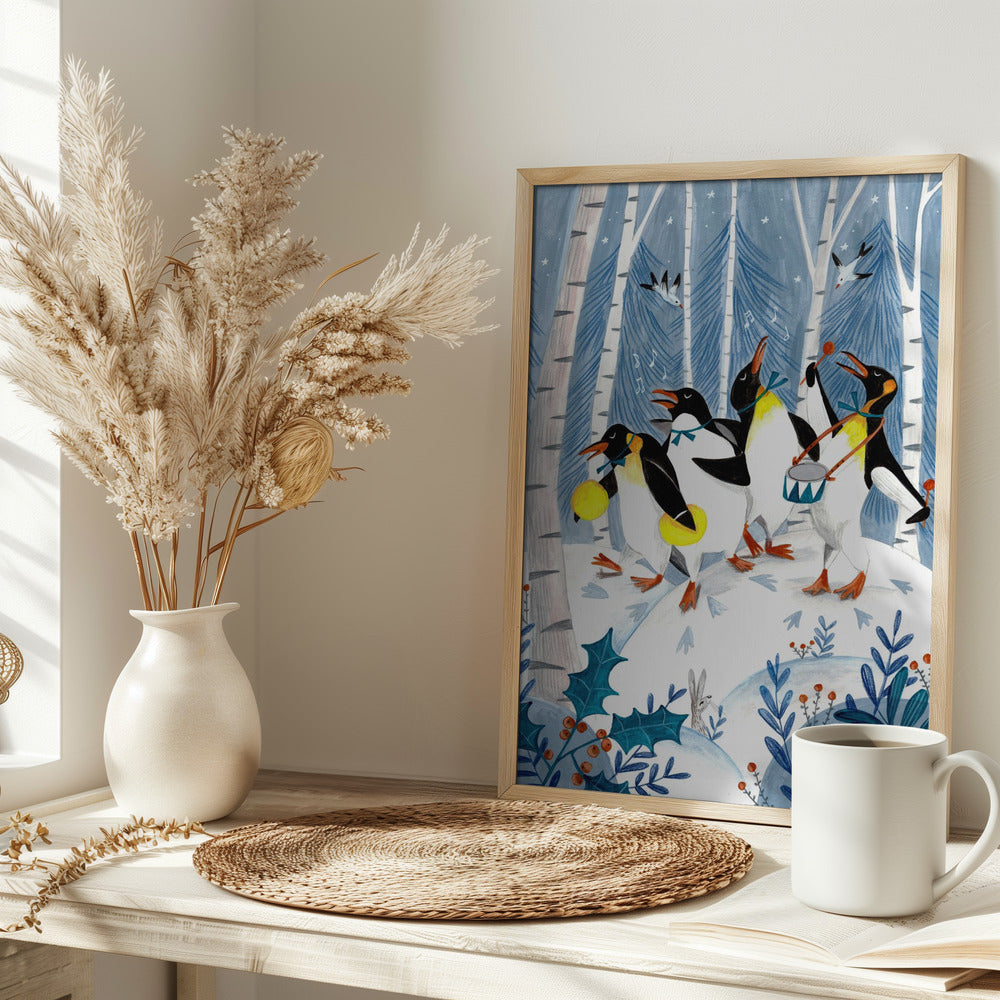 Penguins make music in the forest - plakatstore