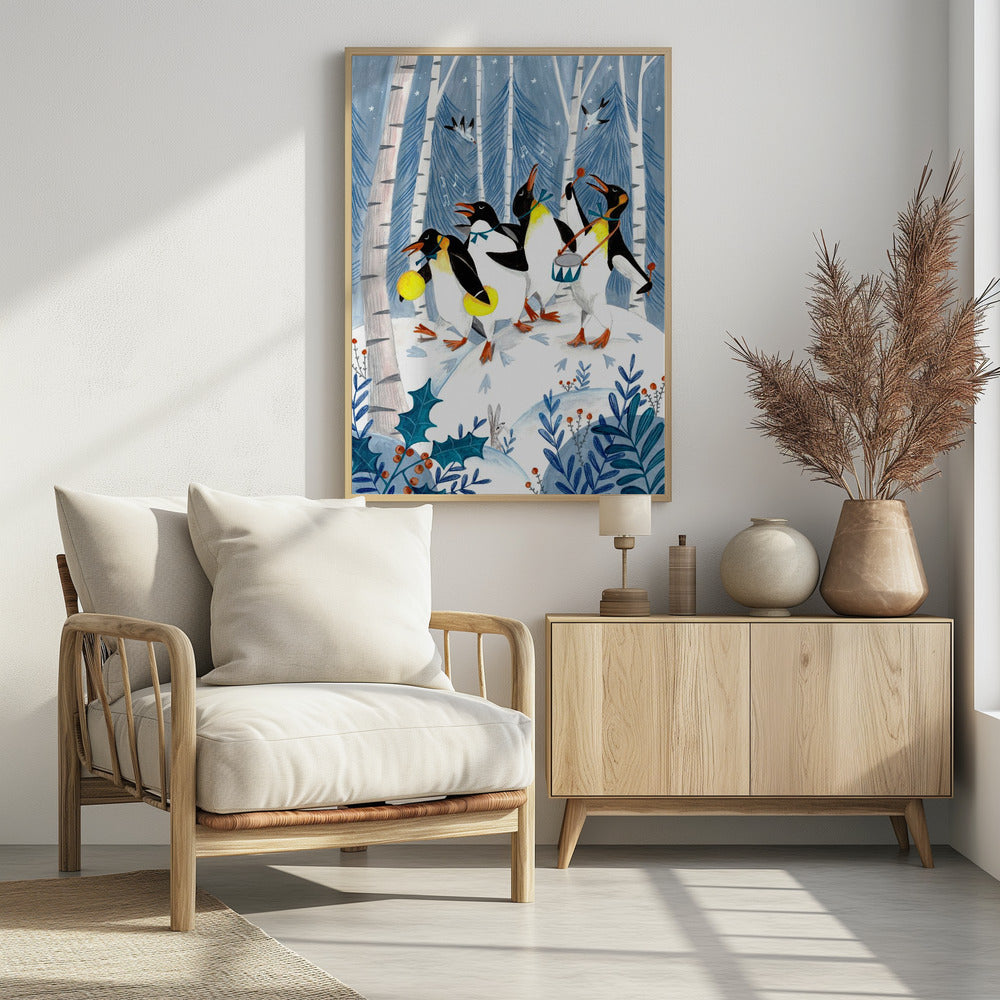 Penguins make music in the forest - plakatstore