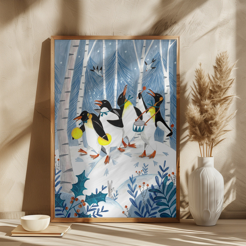 Penguins make music in the forest - plakatstore