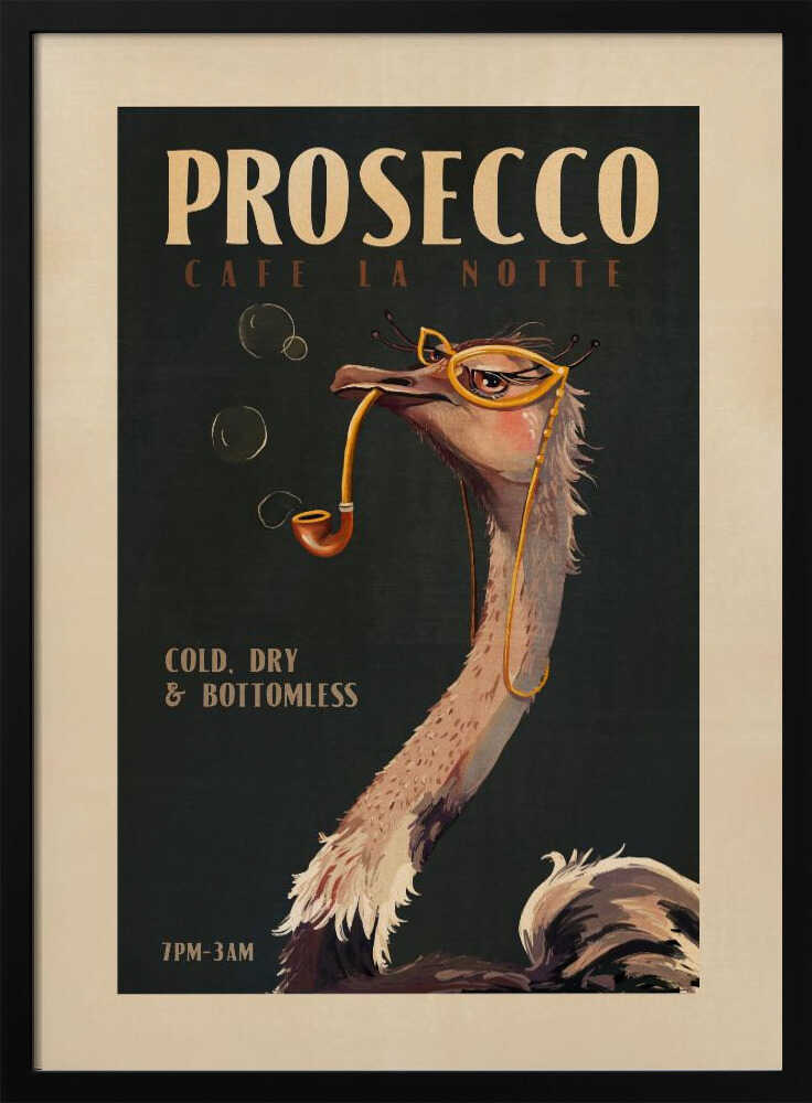 Art Deco Prosecco Wall Art Of An Ostrich